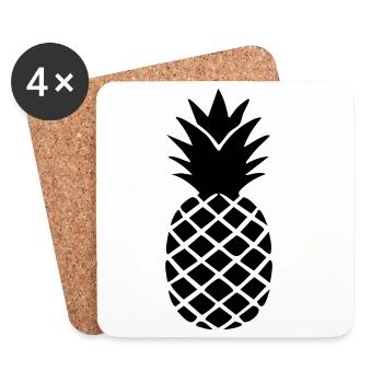 Ananas-Silhouette – Tropisches Statement-Design - Untersetzer (4er-Set) - Weiß - Vorne