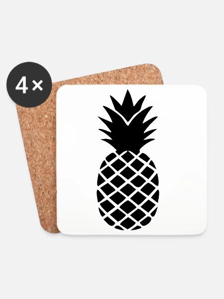 Ananas-Silhouette – Tropisches Statement-Design - Untersetzer (4er-Set) - Weiß