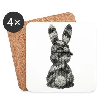 Hase von hinten Camouflage Kappe Cap Tarnfarben - Untersetzer (4er-Set) - Weiß - Vorne