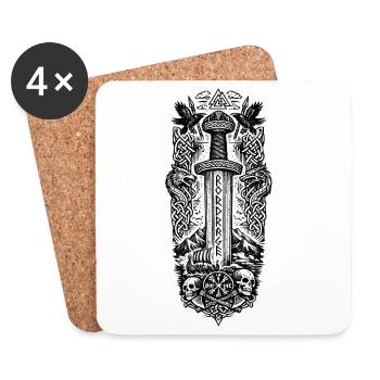 Odins Blade Norse Mythic Swordsman - Coasters (set of 4) - white - Front