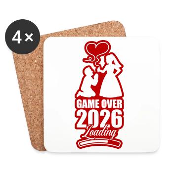 Fin du match : Mariage 2026 - Dessous de verre (lot de 4) - blanc - Devant