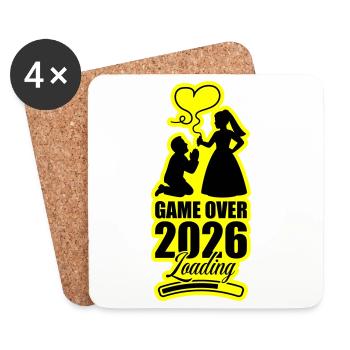 Fin du match : Mariage 2026 - Dessous de verre (lot de 4) - blanc - Devant