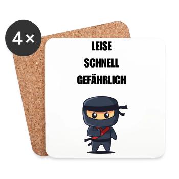 Leise Schnell Gefährlich Ninja - Untersetzer (4er-Set) - Weiß - Vorne