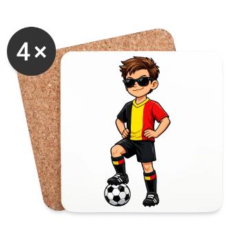 Football Boy Fan Belgique Drapeau belge - Dessous de verre (lot de 4) - blanc - Devant