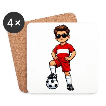 Soccer Boy Autriche Fan de football Drapeau Autriche - Dessous de verre (lot de 4) - blanc - Devant