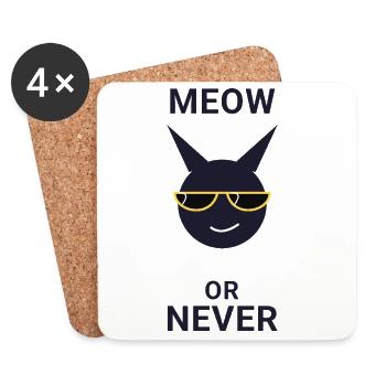 Miau oder nie Sonnenbrillenkatze - Untersetzer (4er-Set) - Weiß - Vorne