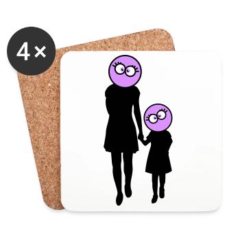 Familie Silhouette Liebe Kinder Eltern Mama Papa - Untersetzer (4er-Set) - Weiß - Vorne