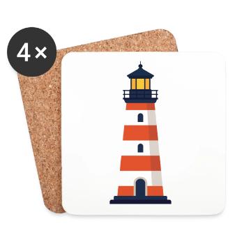 Icône de la ligne de phare Symbole vectoriel de balise côtière - Dessous de verre (lot de 4) - blanc - Devant