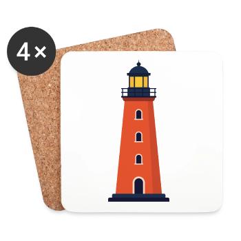 Lighthouse Line Icon Coastal Beacon Vector Symbol  - Coasters (set of 4) - white - Front