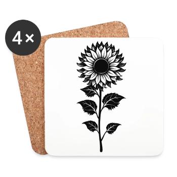 Sonnenblume - Untersetzer (4er-Set) - Weiß - Vorne