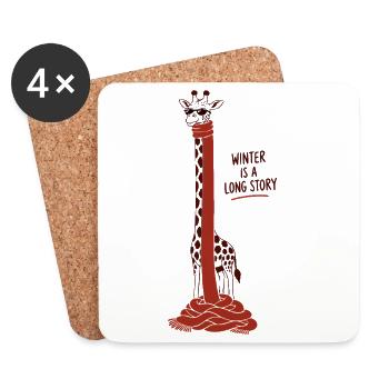 Wintergiraffe: Rothals - Untersetzer (4er-Set) - Weiß - Vorne
