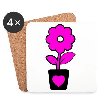 Blumen - Untersetzer (4er-Set) - Weiß - Vorne