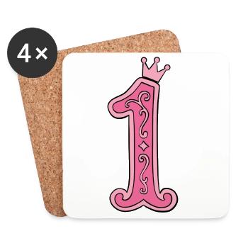 Pinkes Kronen-1 Design - Untersetzer (4er-Set) - Weiß - Vorne