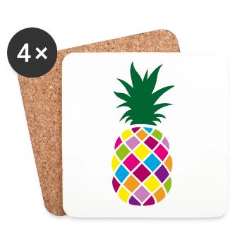 Fête d’été colorée Ananas Couleur exotique de vacances - Dessous de verre (lot de 4) - blanc - Devant