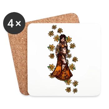Déesse de la flore du henné bohème - Dessous de verre (lot de 4) - blanc - Devant