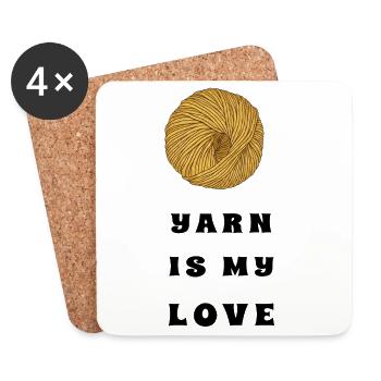 Yarn Is My Love – Yellow Yarn – Crochet & Knitting - Untersetzer (4er-Set) - Weiß - Vorne