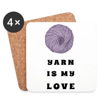 Yarn Is My Love – Laine Lilas – Crochet & Tricot - Dessous de verre (lot de 4) - blanc - Devant