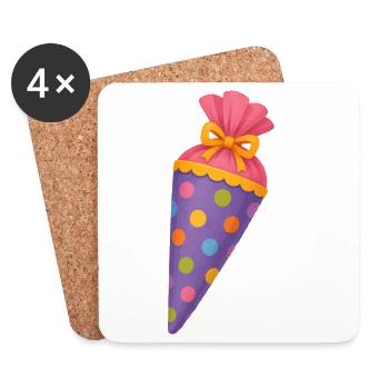 Colourful school cone for the first day of school - Coasters (set of 4) - white - Front