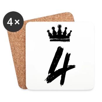 4 Zahl Krone - Untersetzer (4er-Set) - Weiß - Vorne