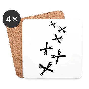 Schraubenschlüssel Icon - Untersetzer (4er-Set) - Weiß - Vorne