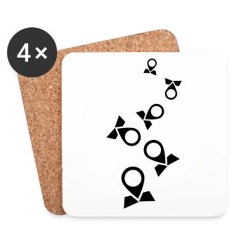 Icône de carte du monde - Dessous de verre (lot de 4) - blanc - Devant