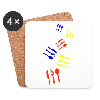 Fork cutlery - Coasters (set of 4) - white - Front