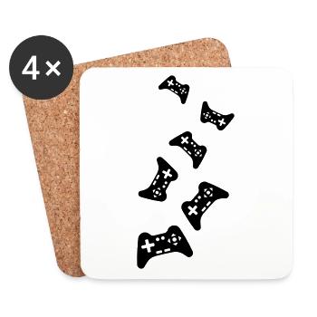 Manette de symboles de jeu - Dessous de verre (lot de 4) - blanc - Devant