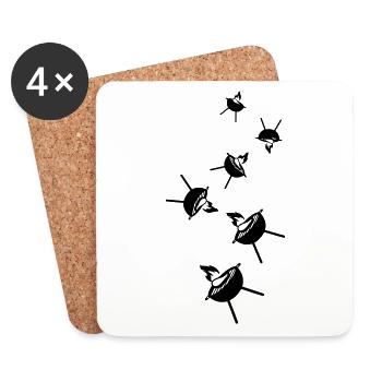 Griller de la viande de steak - Dessous de verre (lot de 4) - blanc - Devant