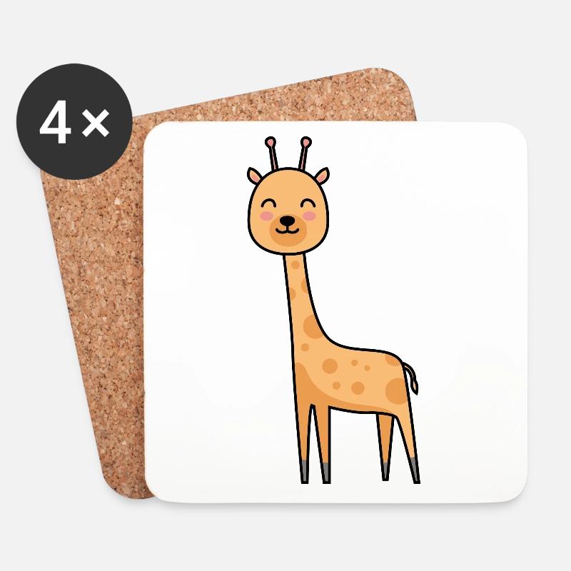 Giraffe Comic Tier - Untersetzer (4er-Set) - Weiß