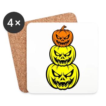 Halloween Creepy Pumpkin Grimace - Dessous de verre (lot de 4) - blanc - Devant