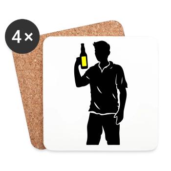 Drinking Team Bottle - Coasters (set of 4) - white - Front