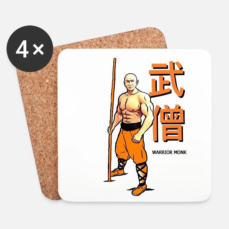 Shaolin Warrior Monk - Vollfarbe - Untersetzer (4er-Set) - Weiß