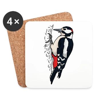 Great spotted woodpecker - Coasters (set of 4) - white - Front
