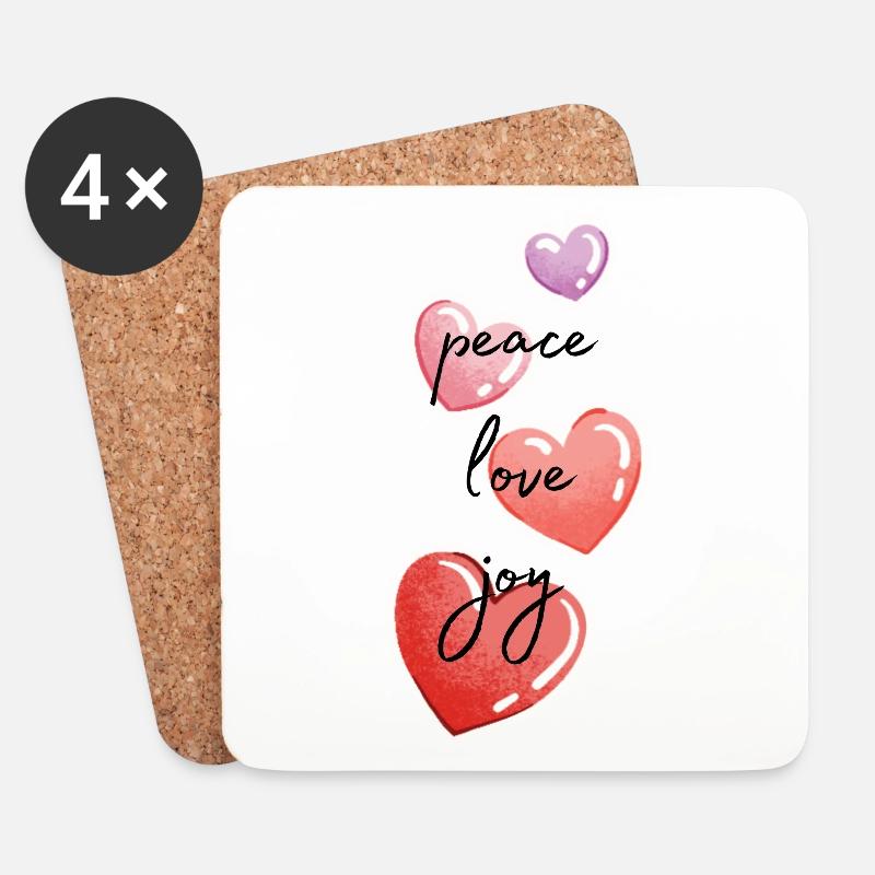 Peace Love Joy - Untersetzer (4er-Set) - Weiß