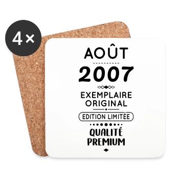 Anniversaire 18 ans - Août 2007 Original - Dessous de verre (lot de 4) - blanc - Devant