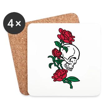 skull and roses es123 - Dessous de verre (lot de 4) - blanc - Devant
