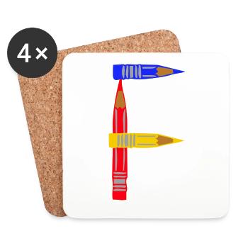 colored pencils f - Coasters (set of 4) - white - Front