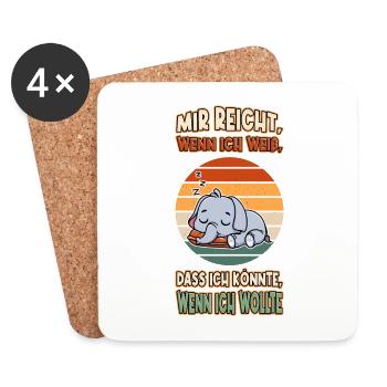 Elefant Chillen Faul Müde Lustlos Spruch Lustig - Untersetzer (4er-Set) - Weiß - Vorne