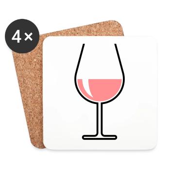 XRoséweinglas Bauchig Offen (Roséwein / Wein / 2C) - Untersetzer (4er-Set) - Weiß - Vorne