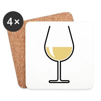 XWeißweinglas Bauchig Offen (Weißwein / Wein / 2C) - Untersetzer (4er-Set) - Weiß - Vorne