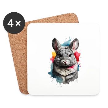 Chinchilla - Untersetzer (4er-Set) - Weiß - Vorne