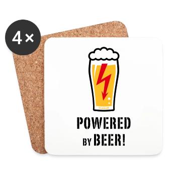 Powered By Beer! (Ale / Flash / POS) - Coasters (set of 4) - white - Front