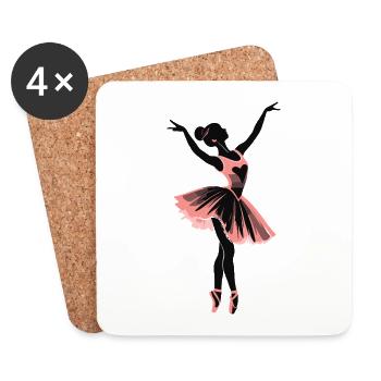 Illustration de danseuse de ballet - Sports Design - Dessous de verre (lot de 4) - blanc - Devant
