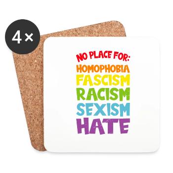 against homophobia gay pride lesbian LGBT gay - Coasters (set of 4) - white - Front