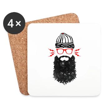Nerd Beard Glasses - Coasters (set of 4) - white - Front