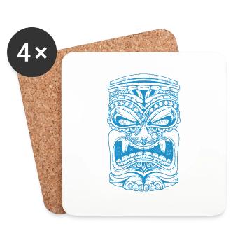 Tikki Kopf Hawaii Symbol - Untersetzer (4er-Set) - Weiß - Vorne