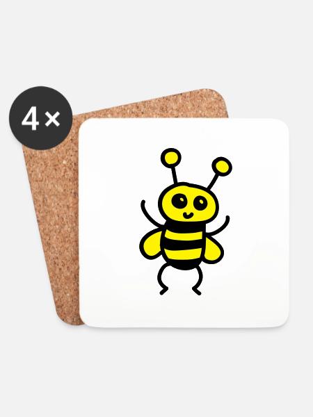 Cute Bee - Coasters (set of 4) - white