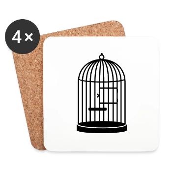 cage vide fermé / empty cage (closed, 1c) - Dessous de verre (lot de 4) - blanc - Devant