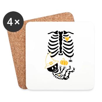 Maternity Skeleton Witch Hat - Coasters (set of 4) - white - Front