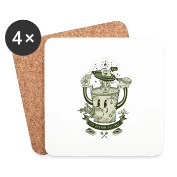 MR Rocket Stove (green) - Coasters (set of 4) - white - Front